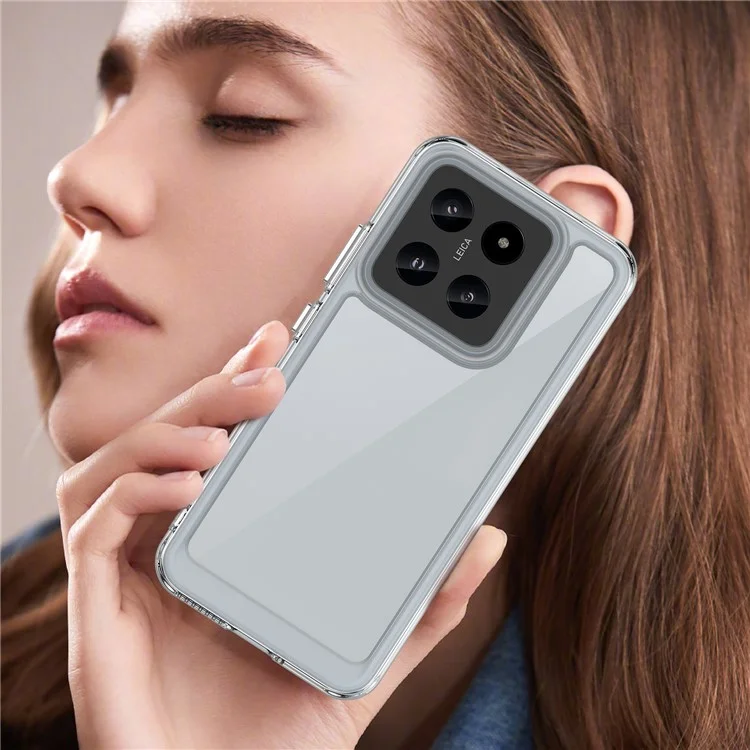 Para Xiaomi 14 Case Electroplating Botões Transparente Capa de Telefone (Grande Orifício da Lente Traseira)