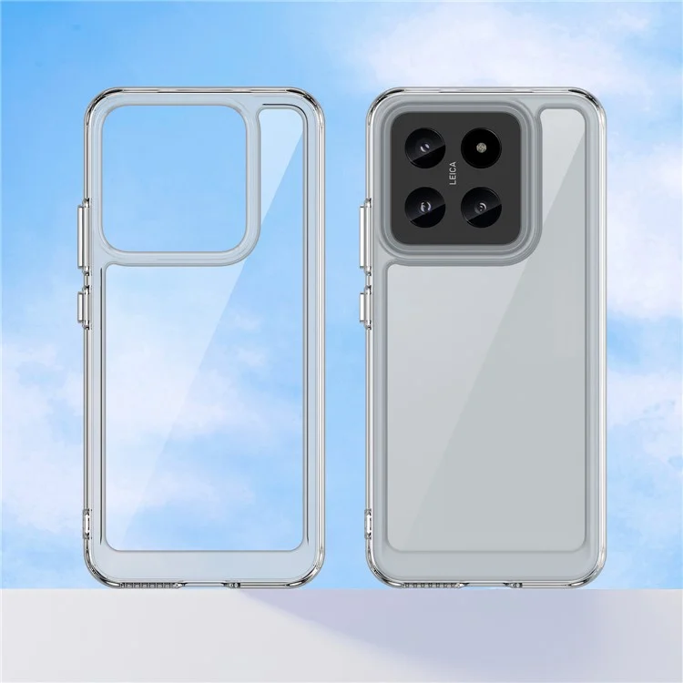 Para Xiaomi 14 Case Electroplating Botões Transparente Capa de Telefone (Grande Orifício da Lente Traseira)