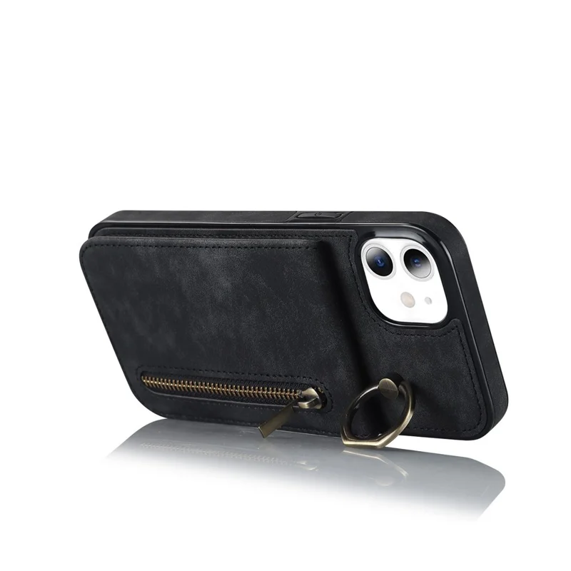 Per iPhone 11 Custodia per cellulare Slot per schede RFID Blocking Retro PU+TPU Cover - Nero