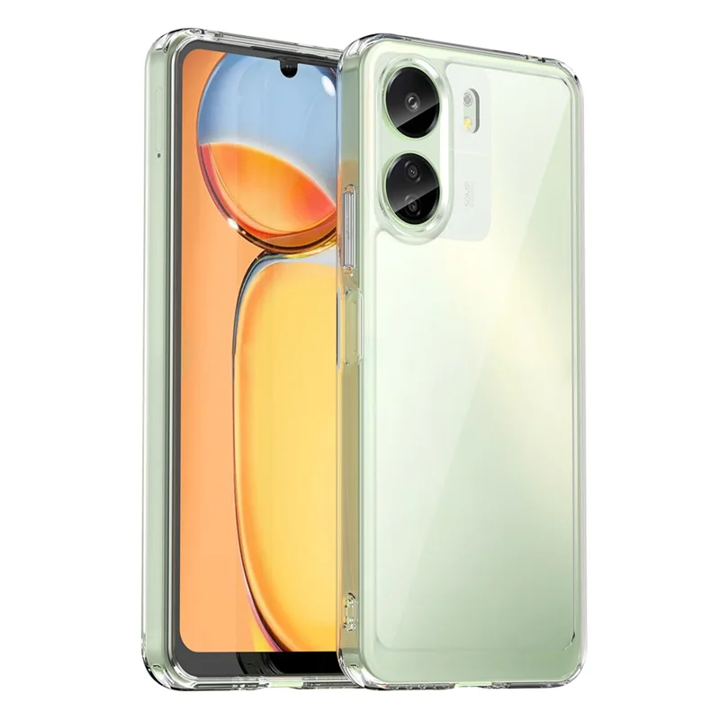 Pour Xiaomi Redmi 13C 4G / Poco C65 4G Transparent Case Electroplating Buttons (Big Rear Lens Hole)