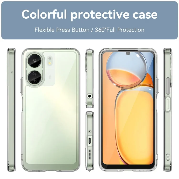 Pour Xiaomi Redmi 13C 4G / Poco C65 4G Transparent Case Electroplating Buttons (Big Rear Lens Hole)