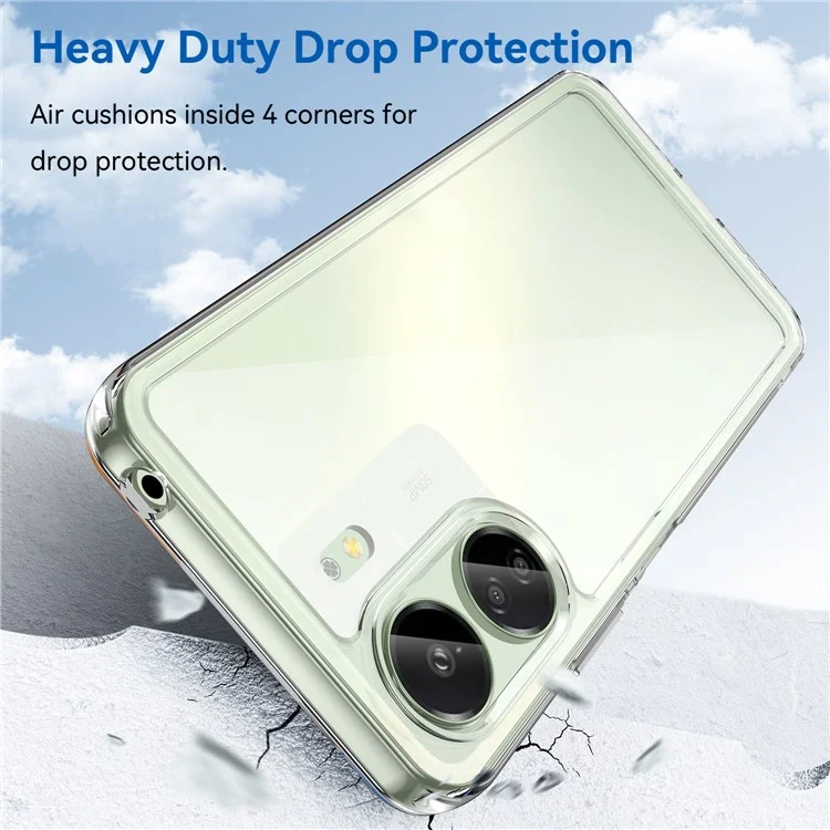 Pour Xiaomi Redmi 13C 4G / Poco C65 4G Transparent Case Electroplating Buttons (Big Rear Lens Hole)