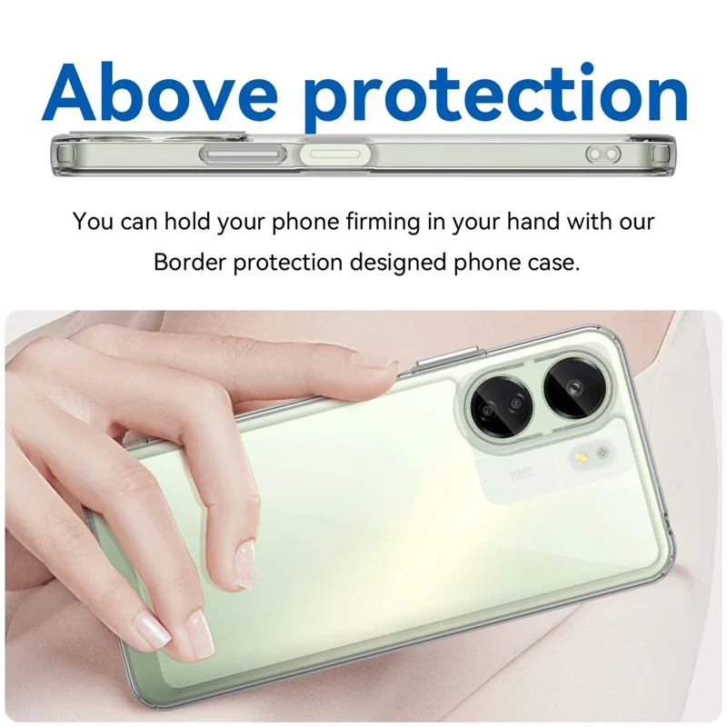 Pour Xiaomi Redmi 13C 4G / Poco C65 4G Transparent Case Electroplating Buttons (Big Rear Lens Hole)