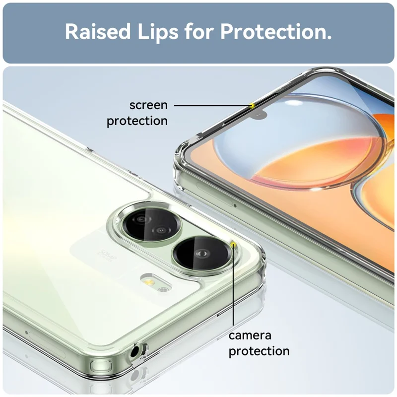 Pour Xiaomi Redmi 13C 4G / Poco C65 4G Transparent Case Electroplating Buttons (Big Rear Lens Hole)