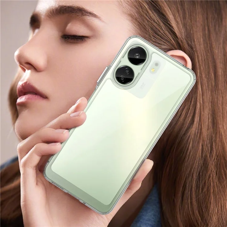 Pour Xiaomi Redmi 13C 4G / Poco C65 4G Transparent Case Electroplating Buttons (Big Rear Lens Hole)