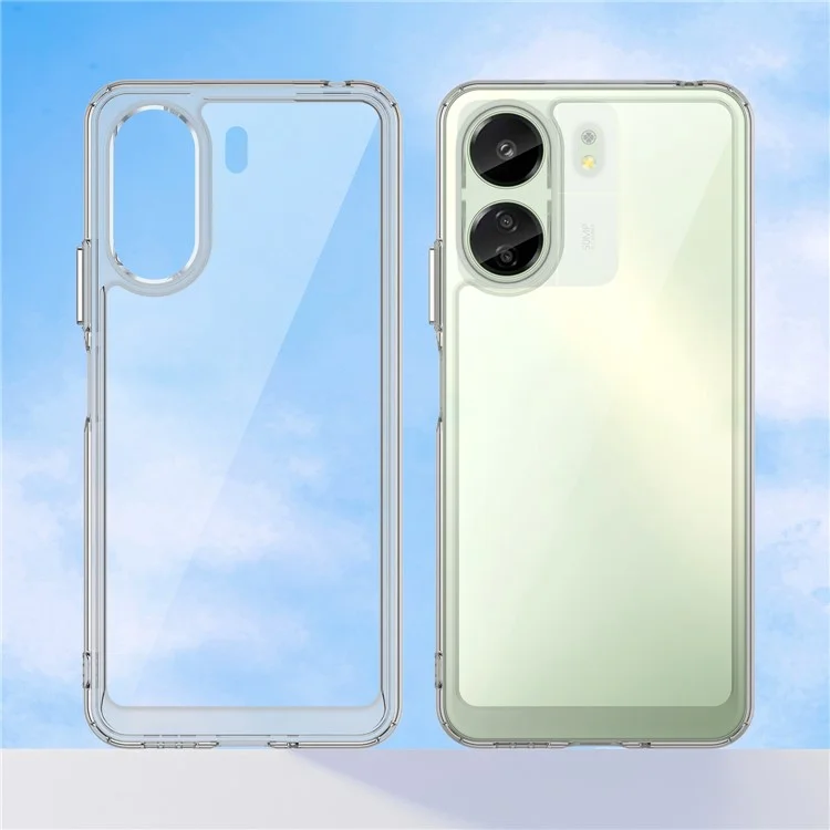 Pour Xiaomi Redmi 13C 4G / Poco C65 4G Transparent Case Electroplating Buttons (Big Rear Lens Hole)