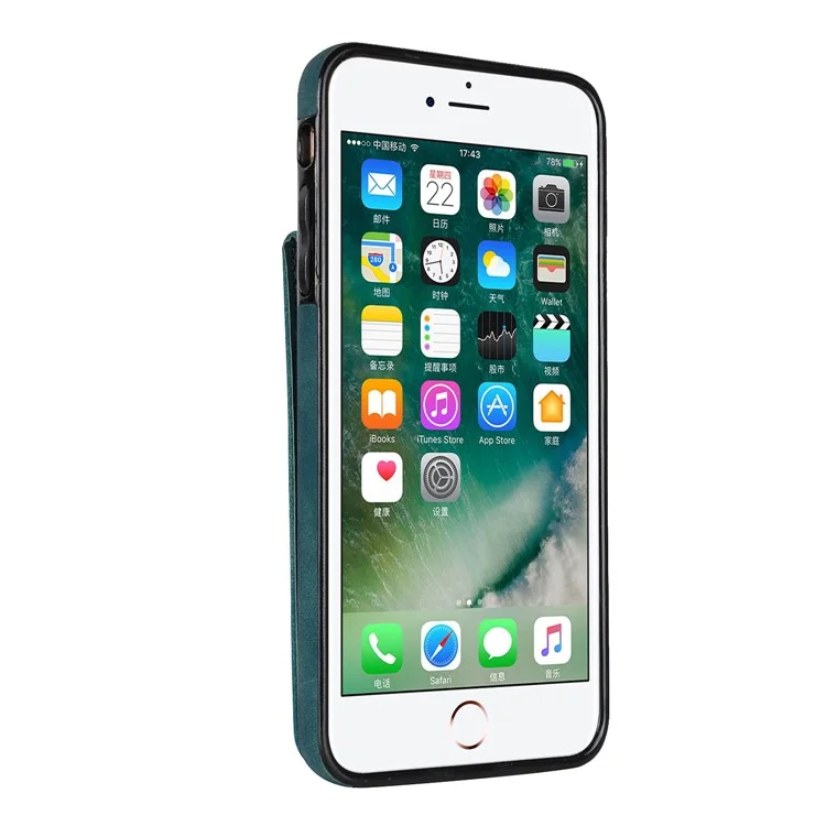 Für iPhone SE (2022) / SE (2020) / 7 / 8 Smartphone-Hülle mit RFID-Blocker, Retro-PU+TPU-Abdeckung - Blau