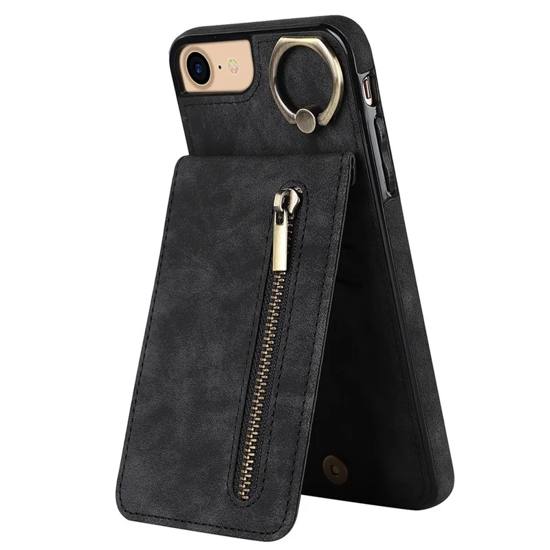 Per iPhone SE (2022) / SE (2020) / 7 / 8 Custodia per cellulare RFID Blocking Retro PU+TPU - Nero