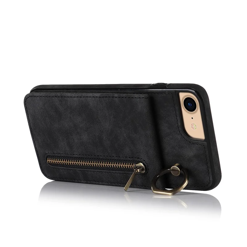 Per iPhone SE (2022) / SE (2020) / 7 / 8 Custodia per cellulare RFID Blocking Retro PU+TPU - Nero