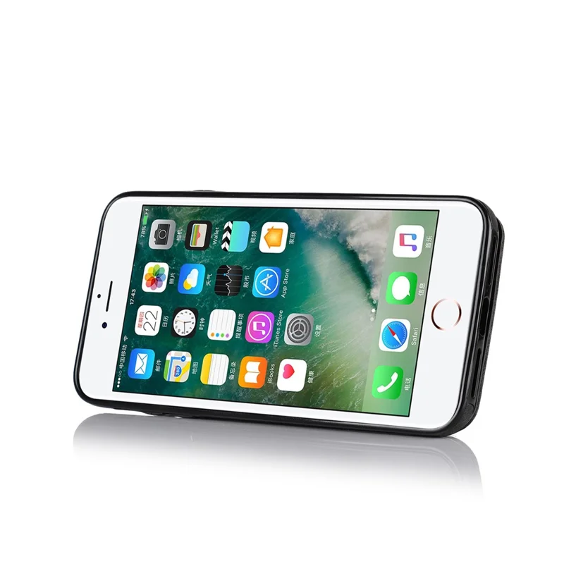 Per iPhone SE (2022) / SE (2020) / 7 / 8 Custodia per cellulare RFID Blocking Retro PU+TPU - Nero