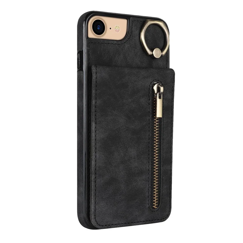 Per iPhone SE (2022) / SE (2020) / 7 / 8 Custodia per cellulare RFID Blocking Retro PU+TPU - Nero