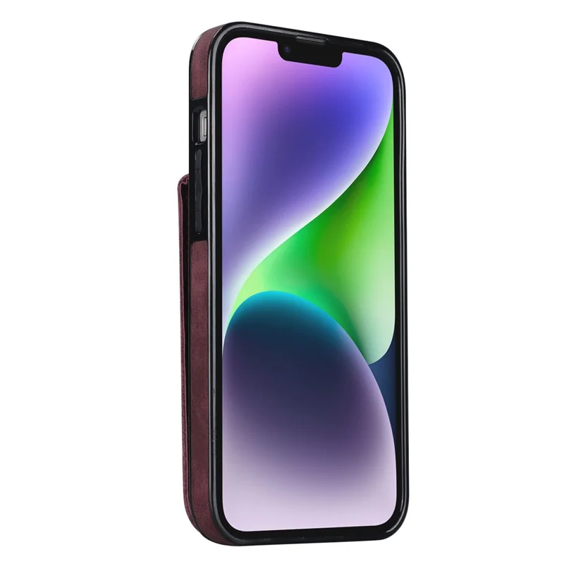 PU+TPU Cover for iPhone 13 mini , Ring Kickstand RFID Blocking Cell Phone Case - Wine Red