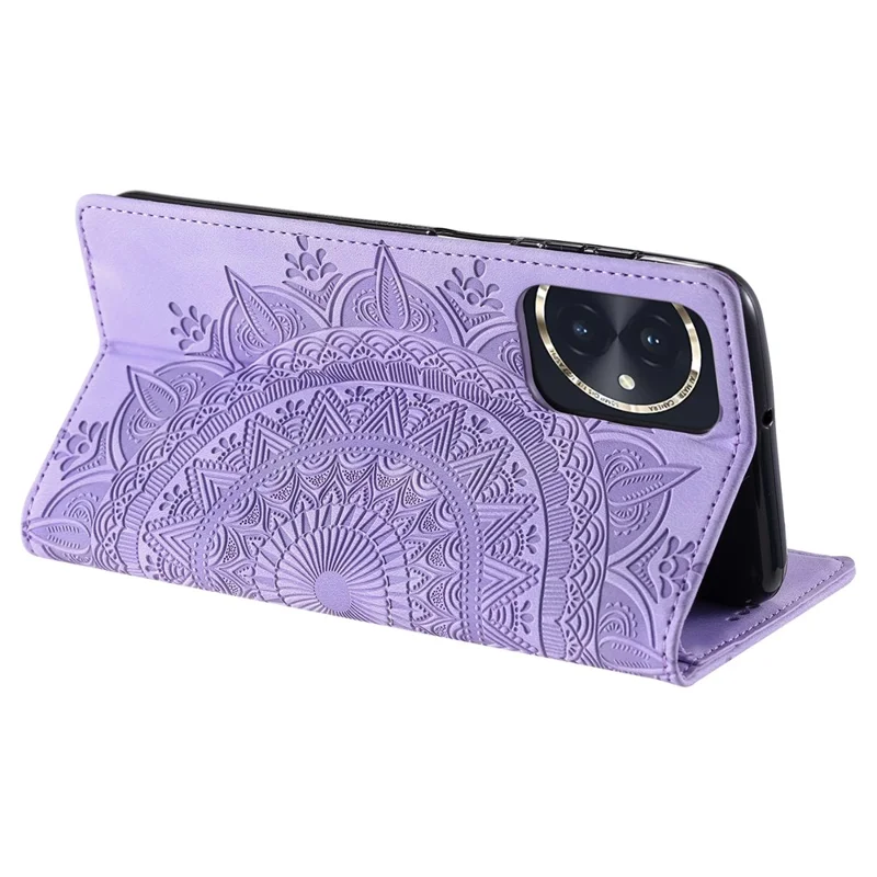 For Honor 100 5G Case Leather Wallet Stand Cover, Magnetic Closure Pattern Print - Purple