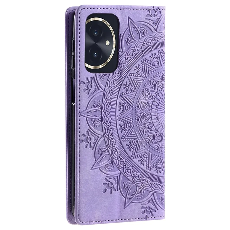 For Honor 100 5G Case Leather Wallet Stand Cover, Magnetic Closure Pattern Print - Purple