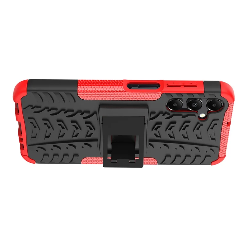 For Samsung Galaxy A15 4G / A15 5G Cell Phone Case Tyre Pattern Design Kickstand Anti-drop Cover - Red