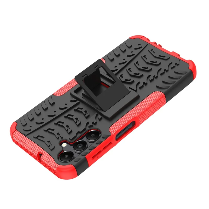 For Samsung Galaxy A15 4G / A15 5G Cell Phone Case Tyre Pattern Design Kickstand Anti-drop Cover - Red