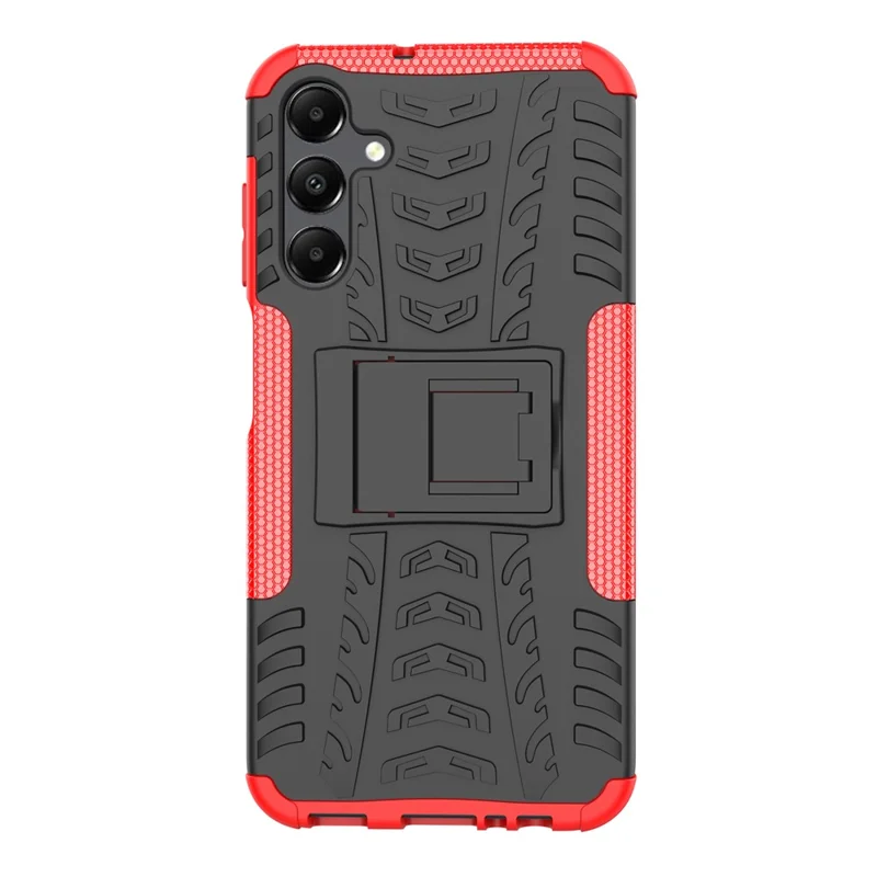 For Samsung Galaxy A15 4G / A15 5G Cell Phone Case Tyre Pattern Design Kickstand Anti-drop Cover - Red