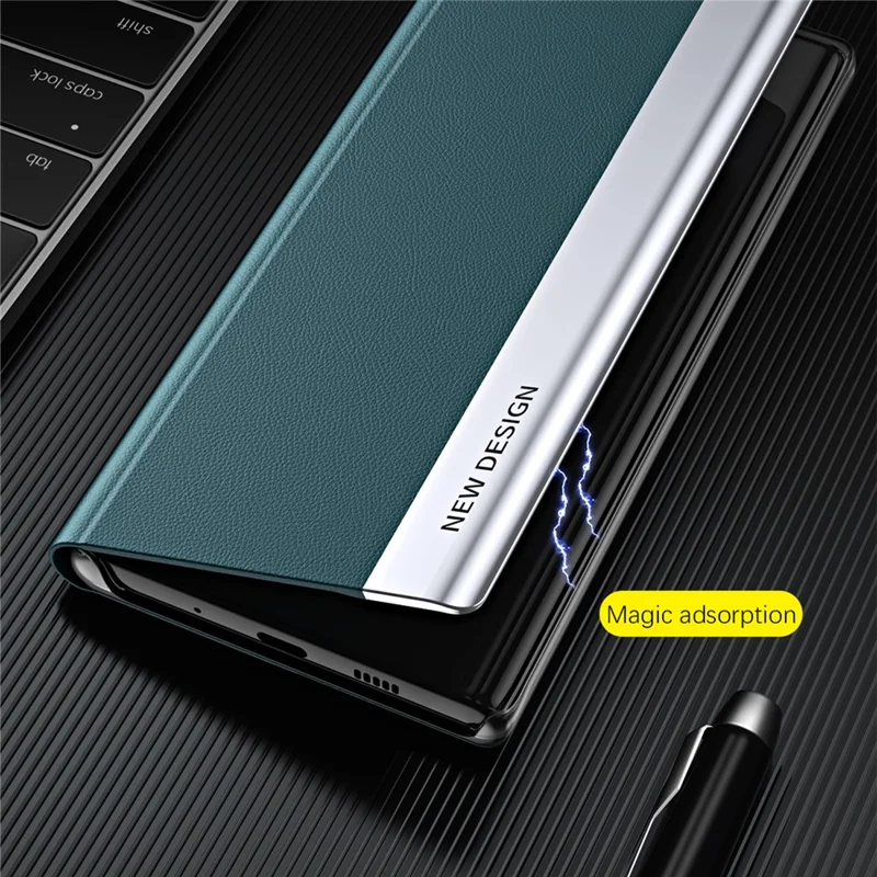For Samsung Galaxy A35 5G Case PU Leather Flip Cover Electroplating Shockproof Case - Green