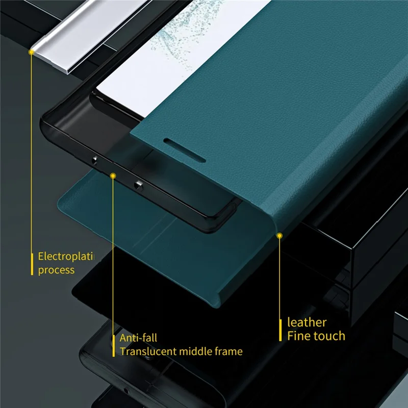 For Samsung Galaxy A35 5G Case PU Leather Flip Cover Electroplating Shockproof Case - Green