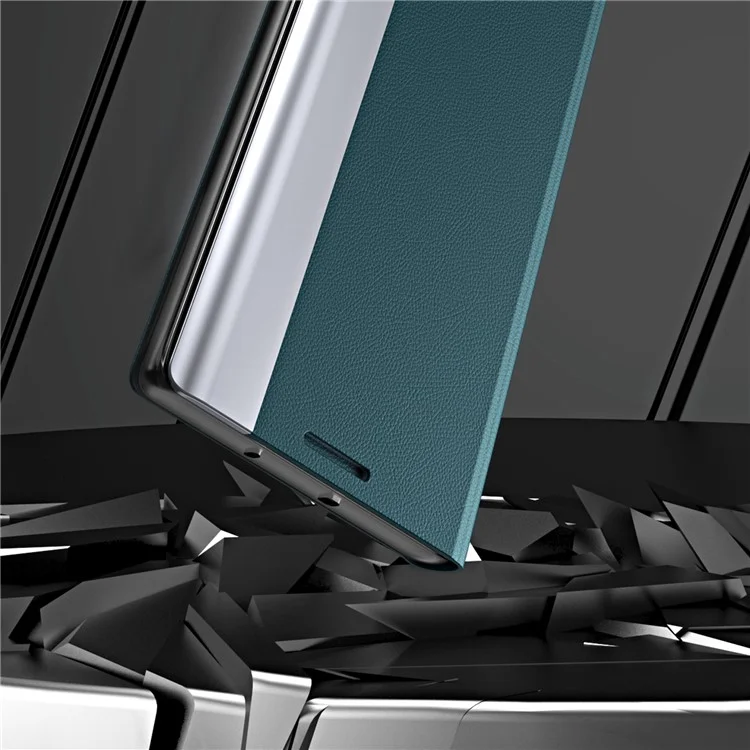 For Samsung Galaxy A35 5G Case PU Leather Flip Cover Electroplating Shockproof Case - Green