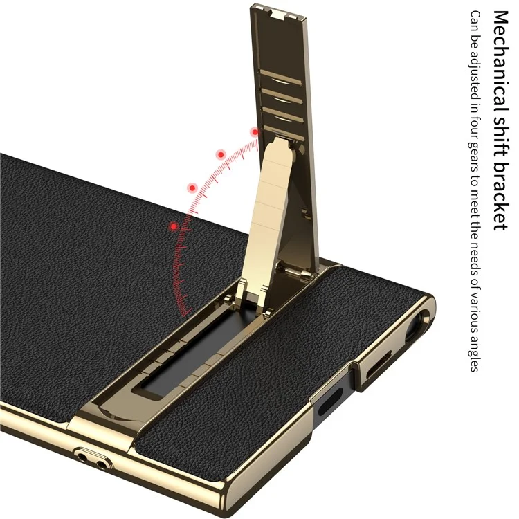 GKK Para Samsung Galaxy S24 Ultra Telephip Case Kickstand Electroplating Leather Back Cover - Verde