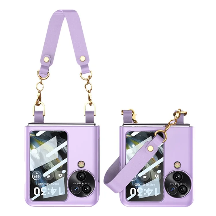 GKK Pour Oppo Find N3 Flip 5G Étui de téléphone Style Sac à Main Housse Fine avec Film d'écran Arrière - Violet