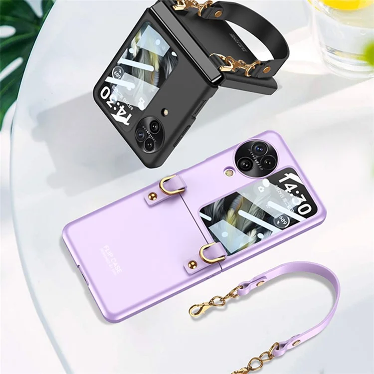 GKK Pour Oppo Find N3 Flip 5G Étui de téléphone Style Sac à Main Housse Fine avec Film d'écran Arrière - Violet