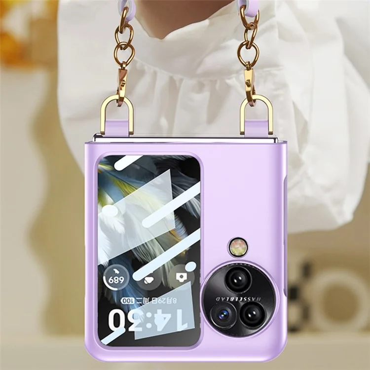 GKK Pour Oppo Find N3 Flip 5G Étui de téléphone Style Sac à Main Housse Fine avec Film d'écran Arrière - Violet