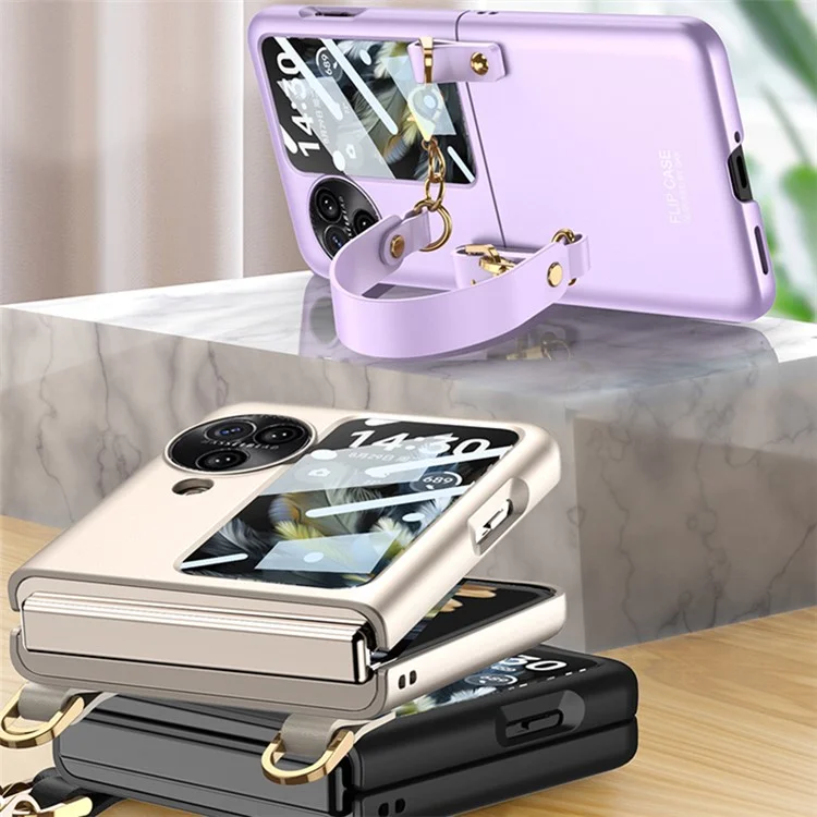 GKK Pour Oppo Find N3 Flip 5G Étui de téléphone Style Sac à Main Housse Fine avec Film d'écran Arrière - Violet