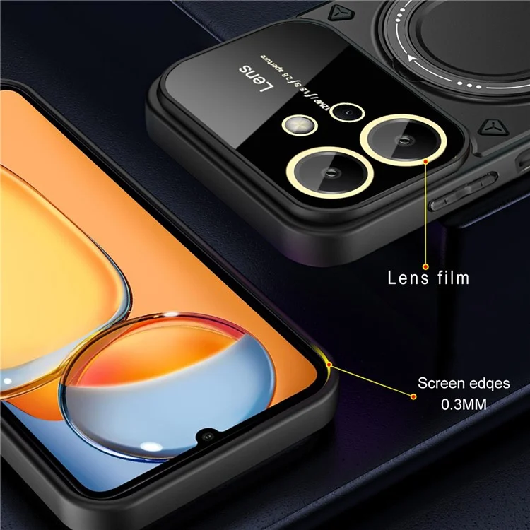Pour Xiaomi Redmi Note 12 4G Étui magnétique Case Rotating Kickstand PC+TPU Housse de protection - Noir