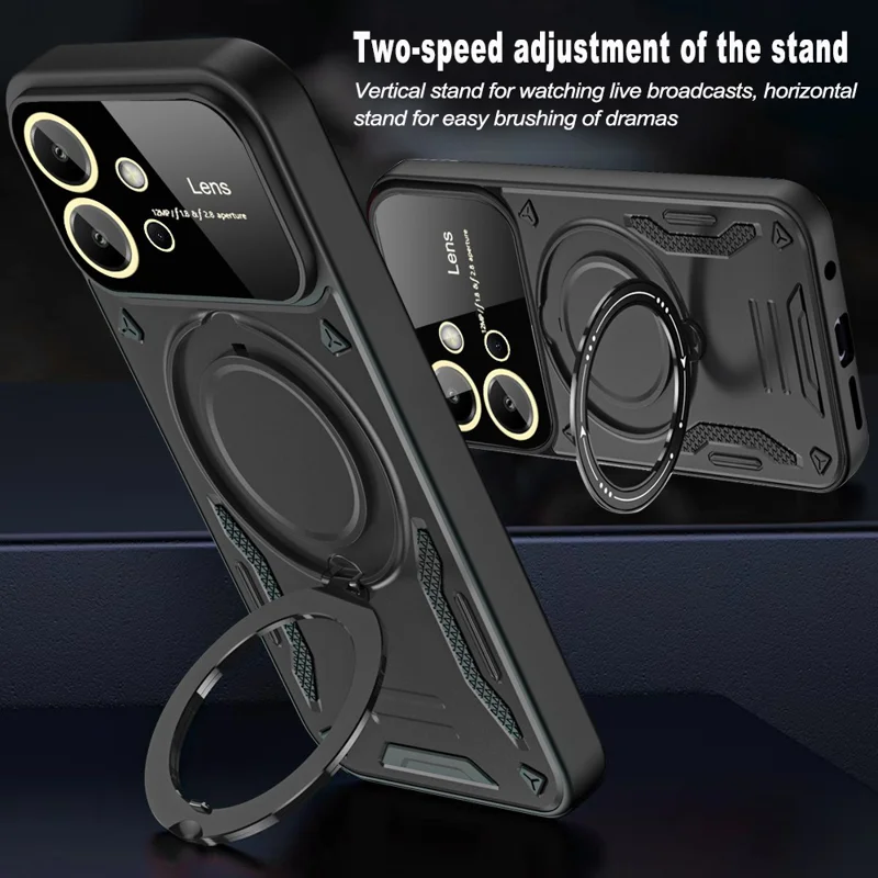 For Xiaomi Redmi Note 12 4G Magnetic Case Rotating Kickstand PC+TPU Phone Back Cover - Purple