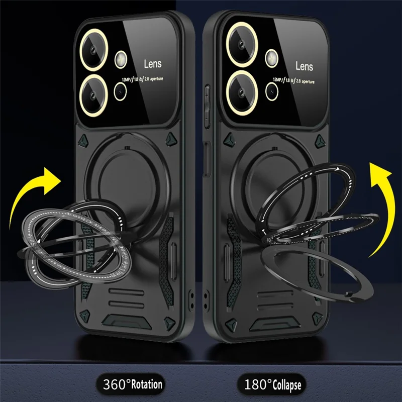 Magnetisk skärm för Xiaomi Redmi Note 12 4G, roterande stöd, bakdels hölje av PC+TPU – röd