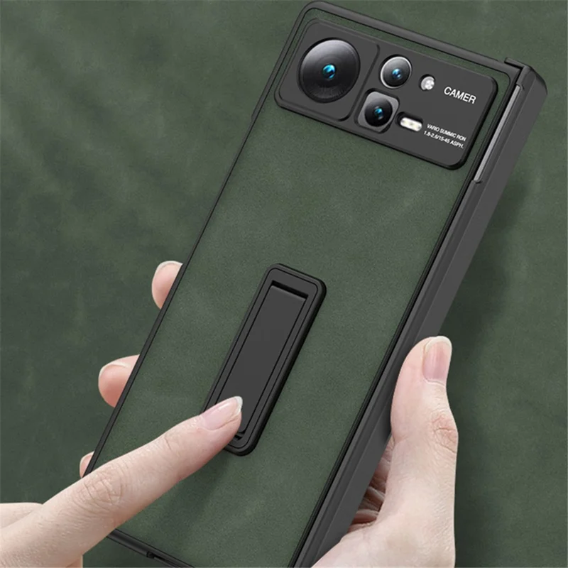 GKK Per Xiaomi Mix Fold 2 5G Custodia in Pelle Opaca con Supporto Telefono Copertura con Pellicola in Vetro Temperato - Grigio