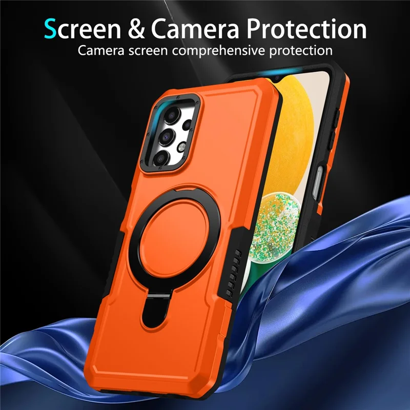 For Samsung Galaxy A13 5G / A13 4G Case Slim-Fit TPU+PC 2-in-1 Ring Kickstand Phone Back Shell - Orange
