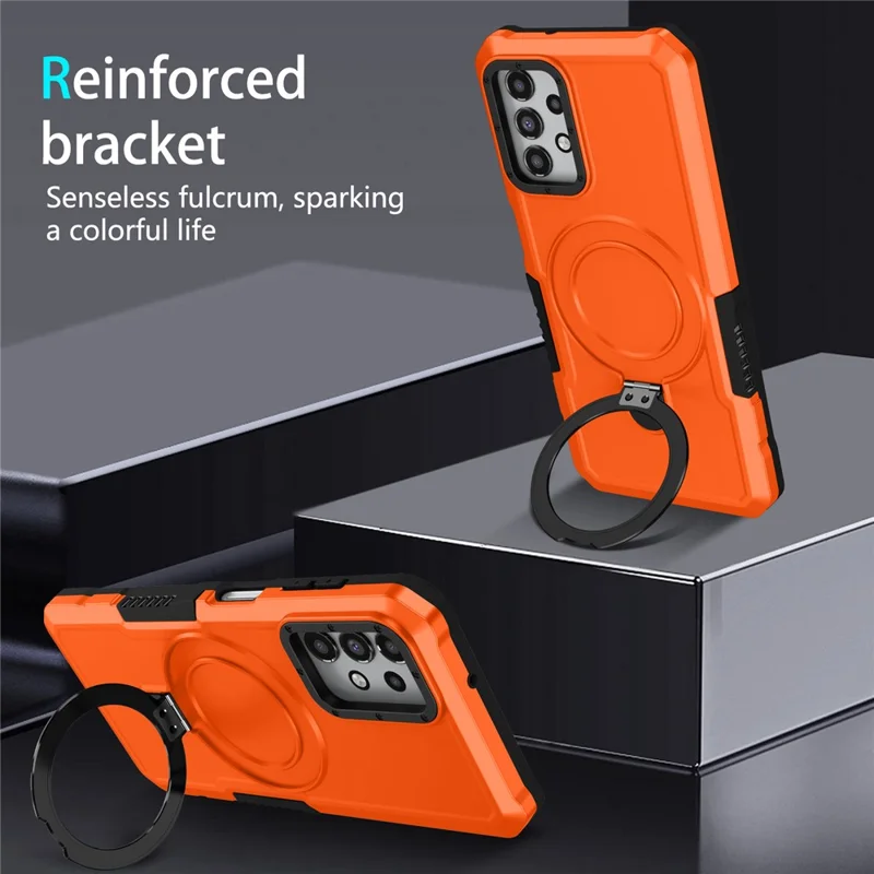 For Samsung Galaxy A13 5G / A13 4G Case Slim-Fit TPU+PC 2-in-1 Ring Kickstand Phone Back Shell - Orange
