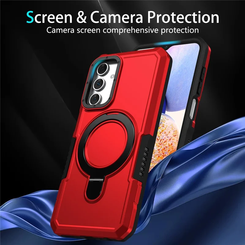 For Samsung Galaxy A15 4G / A15 5G Cell Phone Case Hybrid TPU+PC Ring Holder Kickstand Cover - Red