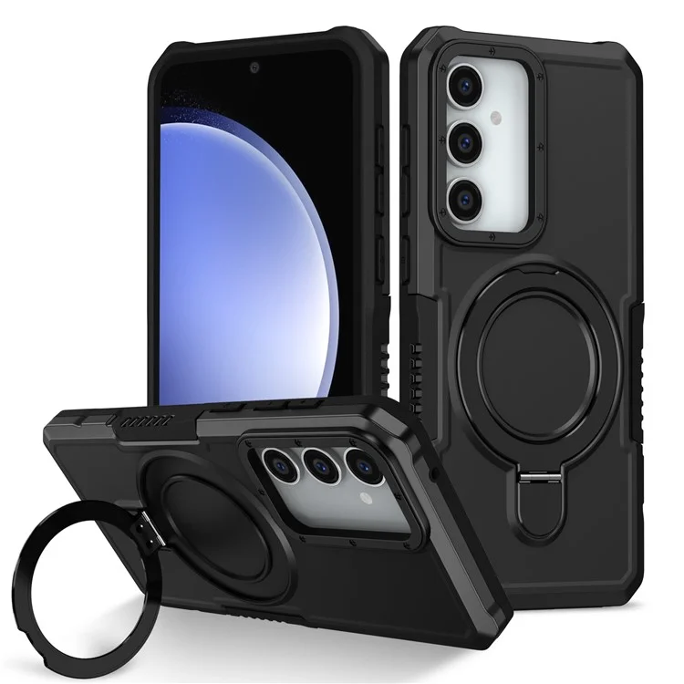 Für Samsung Galaxy S23 FE Case Hybrid TPU+PC Kickstand Anti-scratch Phone Protector - Schwarz