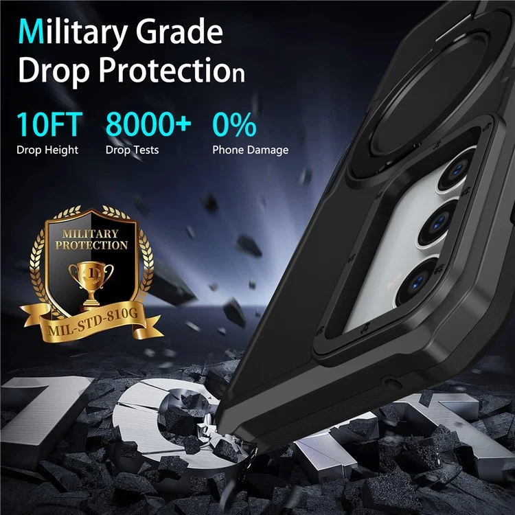 Für Samsung Galaxy S23 FE Case Hybrid TPU+PC Kickstand Anti-scratch Phone Protector - Schwarz