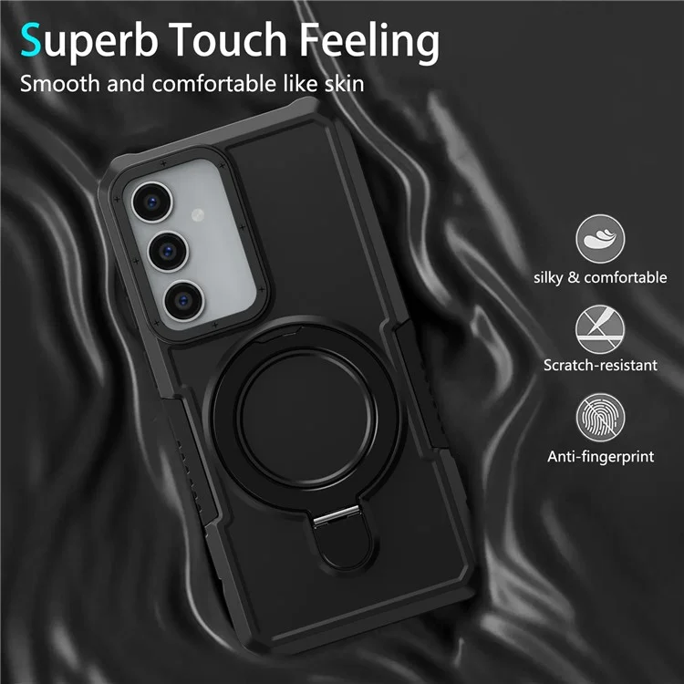 Für Samsung Galaxy S23 FE Case Hybrid TPU+PC Kickstand Anti-scratch Phone Protector - Schwarz