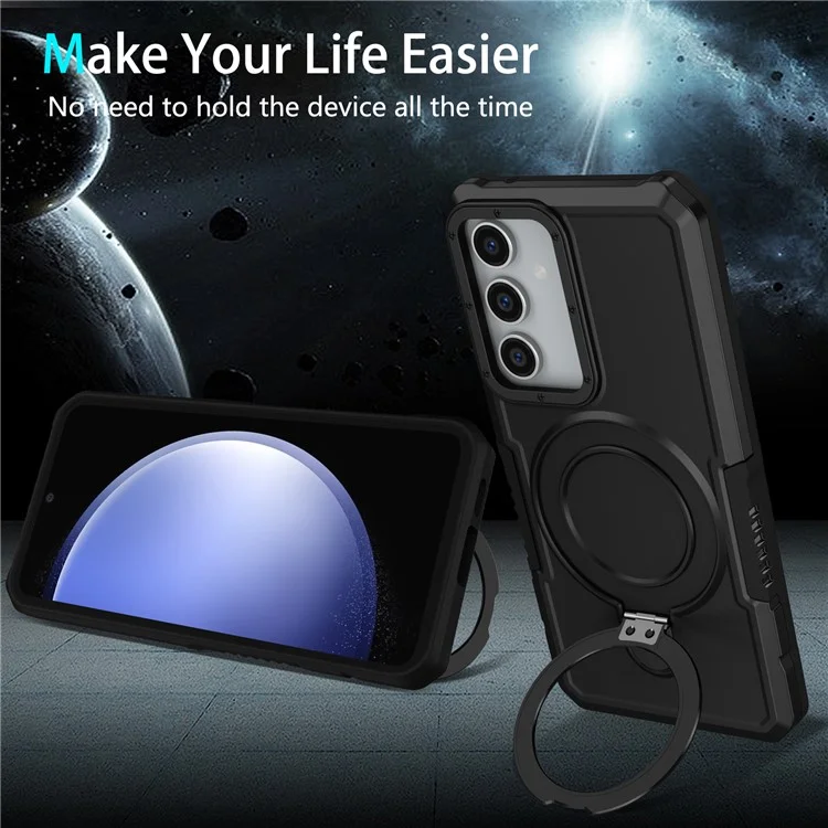 Für Samsung Galaxy S23 FE Case Hybrid TPU+PC Kickstand Anti-scratch Phone Protector - Schwarz