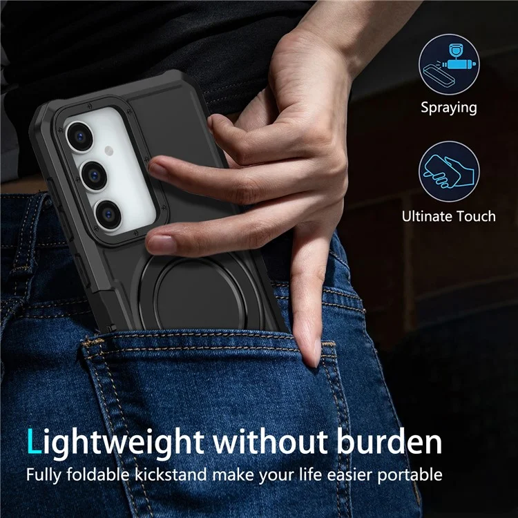 Für Samsung Galaxy S23 FE Case Hybrid TPU+PC Kickstand Anti-scratch Phone Protector - Schwarz