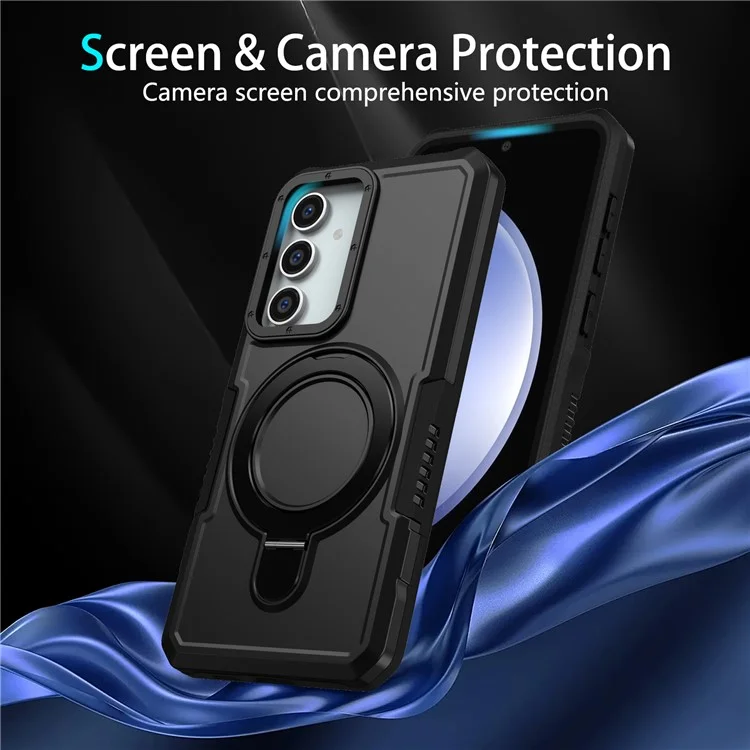Für Samsung Galaxy S23 FE Case Hybrid TPU+PC Kickstand Anti-scratch Phone Protector - Schwarz