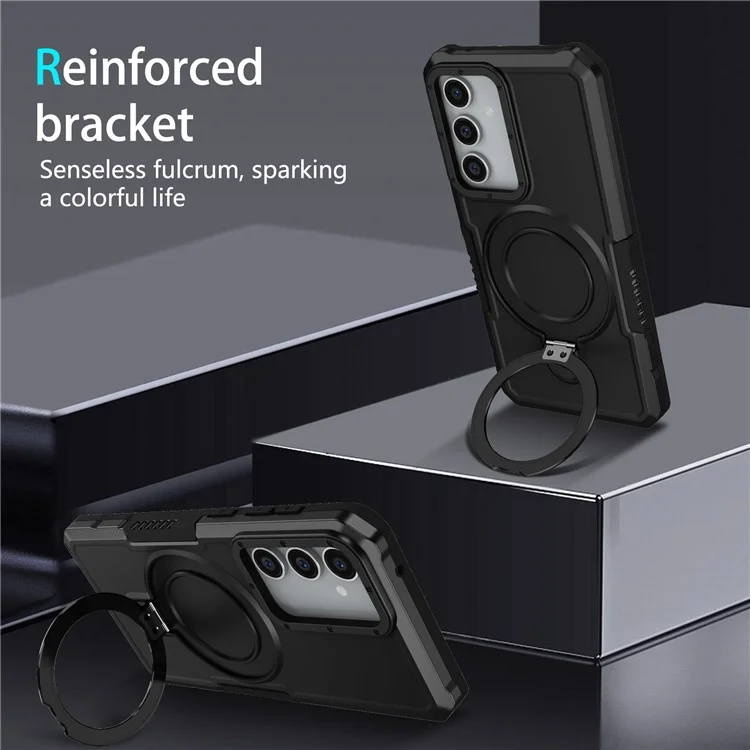 Für Samsung Galaxy S23 FE Case Hybrid TPU+PC Kickstand Anti-scratch Phone Protector - Schwarz