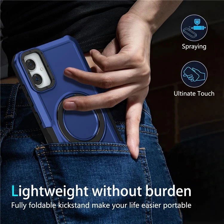 Für Samsung Galaxy A05 4G Cover Hybrid TPU + PC Smartphone-Hülle mit Ring-Halterung Kickstand - Saphir