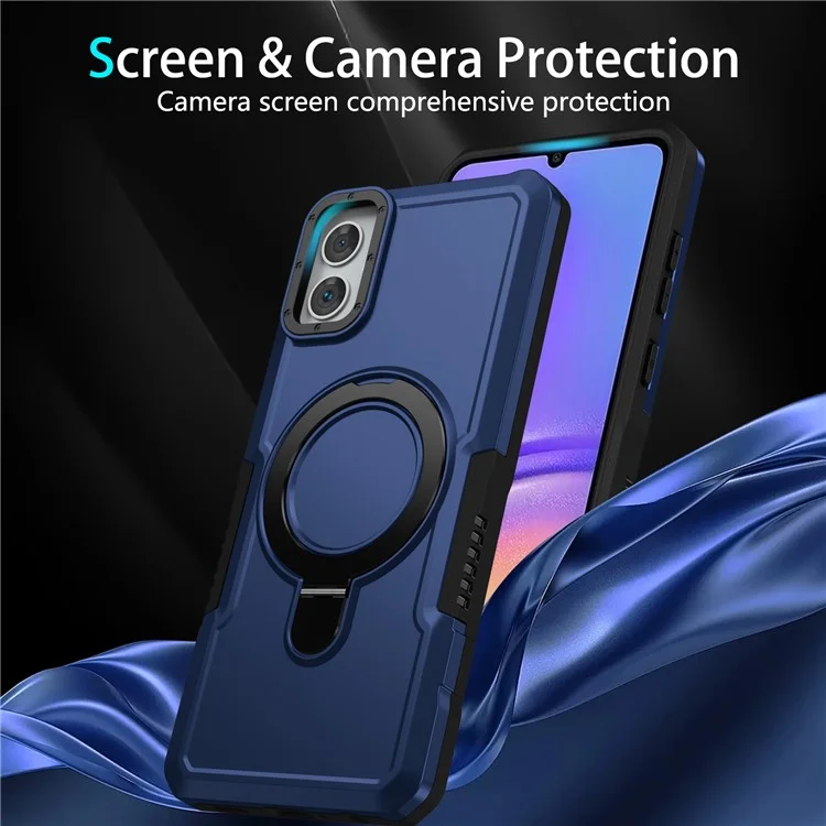 Für Samsung Galaxy A05 4G Cover Hybrid TPU + PC Smartphone-Hülle mit Ring-Halterung Kickstand - Saphir