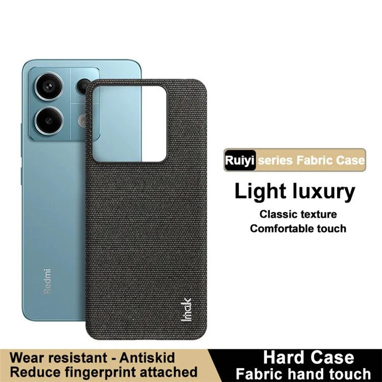 IMAK Ruiyi Serie für Xiaomi Redmi Note 13 Pro 5G / Poco X6 5G Hülle Tuchstruktur PU+PC Handyhülle - Schwarz