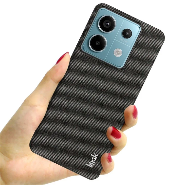 IMAK Ruiyi Serie für Xiaomi Redmi Note 13 Pro 5G / Poco X6 5G Hülle Tuchstruktur PU+PC Handyhülle - Schwarz