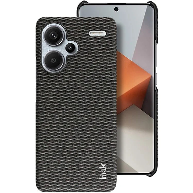 IMAK Ruiyi Series for Xiaomi Redmi Note 13 Pro+ 5G Back Case Cloth Texture PU+PC Cover Protector - Black
