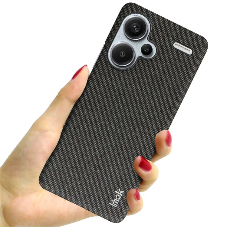 IMAK Ruiyi Series for Xiaomi Redmi Note 13 Pro+ 5G Back Case Cloth Texture PU+PC Cover Protector - Black