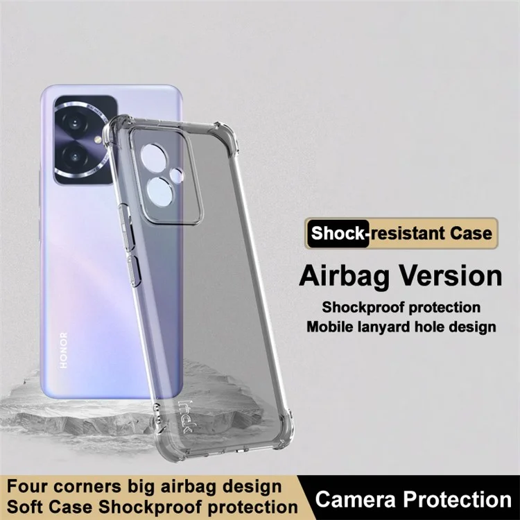 IMAK For Honor 100 5G Clear Case TPU Phone Back Cover Four Corner Airbag Protection - Trasparente Nero